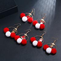 Zinc Alloy Asymmetric Earrings, with Plush, plated, Christmas jewelry & for woman 