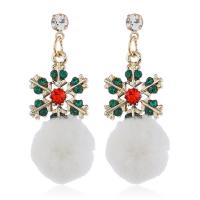 Zinc Alloy Drop Earring, with Plush, plated, Christmas jewelry & for woman & with rhinestone 