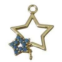 Brass Pendant Findings, Star, gold color plated, with loop Approx 1.5mm 