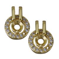 Brass Pendant Findings, gold color plated, micro pave cubic zirconia 3mm 