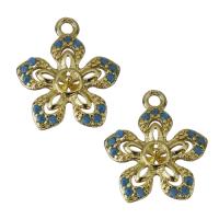 Brass Pendant Findings, Flower, gold color plated, micro pave cubic zirconia 1mm Approx 1.5mm 