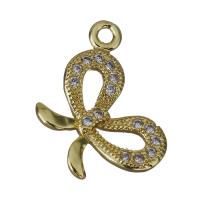 Cubic Zirconia Micro Pave Brass Pendant, Bowknot, gold color plated, micro pave cubic zirconia Approx 1.5mm 
