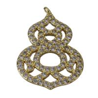 Cubic Zirconia Micro Pave Brass Pendant, Calabash, gold color plated, micro pave cubic zirconia & hollow Approx 1mm 