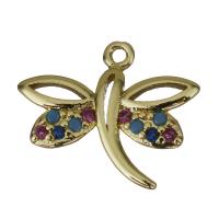 Animal Brass Pendants, Dragonfly, gold color plated, micro pave cubic zirconia Approx 1.5mm 