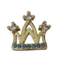 Brass Jewelry Finding, Crown, gold color plated, micro pave cubic zirconia 