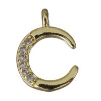 Cubic Zirconia Micro Pave Brass Pendant, Moon, gold color plated, micro pave cubic zirconia Approx 1.5mm 