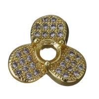 Brass Jewelry Finding, gold color plated, micro pave cubic zirconia 3mm 