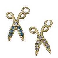 Cubic Zirconia Micro Pave Brass Pendant, Scissors, gold color plated & micro pave cubic zirconia Approx 1.5mm 