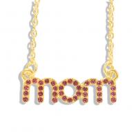 Zinc Alloy Necklace, Alphabet Letter, synthetic, rolo chain & for woman & with rhinestone 8mm 