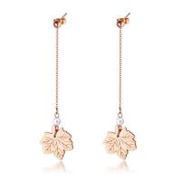 Zinc Alloy Drop Earring, Maple Leaf, rose gold color plated, Stainless Steel Ear Nut & Korean style & for woman, rose gold color 