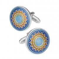 Brass Cufflinks, with Cloisonne, Flat Round, plated, fashion jewelry & for man & enamel, 19mm 