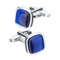 Brass Cufflinks, with Cats Eye,  Square, plated, fashion jewelry & Unisex 