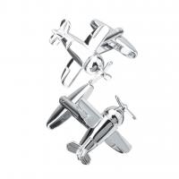 Brass Cufflinks, Airplane, silver color plated, fashion jewelry & for man 