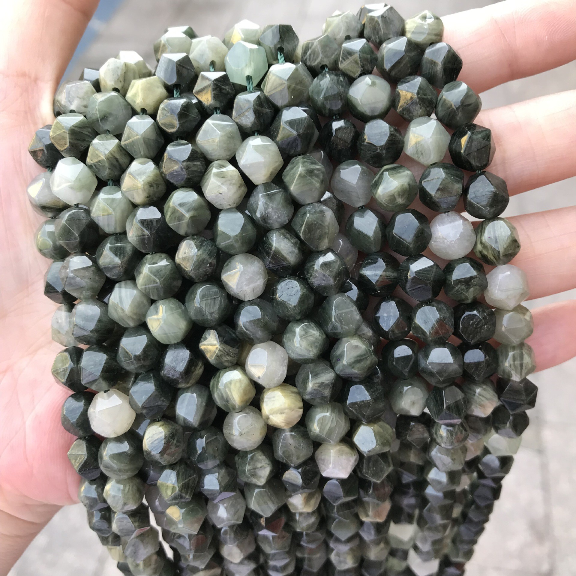 Green Grass Stone Beads, polished, different size for choice & faceted, Hole:Approx 1mm, Sold By Strand