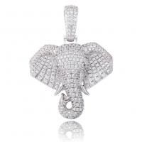 Brass Sweater Chain Necklace, Elephant, plated, French Rope Chain & Unisex & micro pave cubic zirconia Approx 24 Inch 