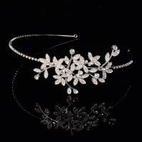 Hair Bands, Zinc Alloy, silver color plated, for woman & with rhinestone, 51mm 