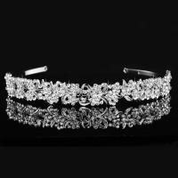 Hair Bands, Zinc Alloy, silver color plated, for woman & with rhinestone 