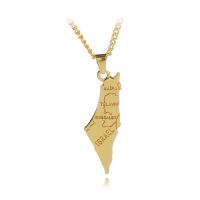 Zinc Alloy Necklace, Map, gold color plated, fashion jewelry & with letter pattern & for man Approx 17.7 Inch 