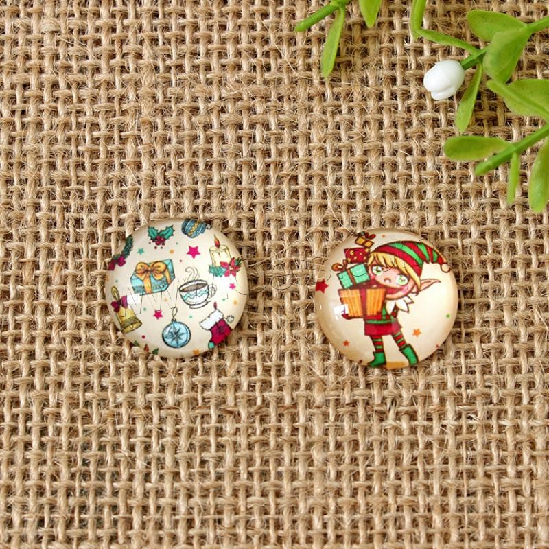 Time Gem Cabochon, Glass, with Paper, Christmas Design & time gem jewelry & different size for choice & flat back & mixed, Sold By PC
