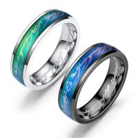 Men Stainless Steel Ring in Bulk, with enamel, plated, fashion jewelry & for man & change their color according to the temperature 6mm 
