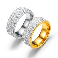Нержавеющая сталь Rhinestone палец кольцо, нержавеющая сталь, Другое покрытие, ювелирные изделия моды & разный размер для выбора & Женский & со стразами, Много цветов для выбора, 8mm, продается PC