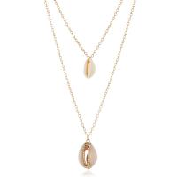 Shell Zinc Alloy Necklace, with Shell, plated, Double Layer & for woman, golden 