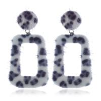 Zinc Alloy Drop Earring, with Plush, plated, fashion jewelry & for woman 42*30mm 
