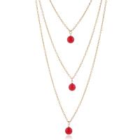 Mode-Multi-Layer-Halskette, Zinklegierung, mit Kunststoff Perlen, plattiert, mehrschichtig & für Frau, Goldfarbe, 2PaarePärchen/Menge, verkauft von Menge