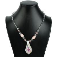 Crystal Necklace, with Lampwork, plated, fashion jewelry & for woman 