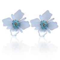 Acrylic Stud Earring, Flower, plated, fashion jewelry & for woman 46mm 