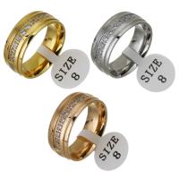 Anilo de dedo de acero inoxidable, chapado, diverso tamaño para la opción & para mujer & con diamantes de imitación, más colores para la opción, 8mm, Vendido por UD