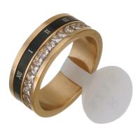 Нержавеющая сталь Rhinestone палец кольцо, нержавеющая сталь, плакированный цветом розового золота, разный размер для выбора & Женский & со стразами, 7mm, продается PC
