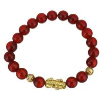 Bracelets Agate en rouge, agate rouge, avec acier inoxydable, bijoux de mode & unisexe, rouge 8mm Environ 7 pouce, Vendu par brin