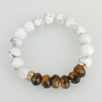 Howlite Bracelet, with Tiger Eye, fashion jewelry & natural & Unisex, white  Approx 7 Inch 