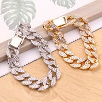 Zinc Alloy Bracelet, Donut, synthetic, curb chain & for man & with rhinestone 