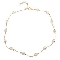 Plastic Pearl Necklace, with Brass, plated, fashion jewelry & snake chain & for woman Approx 15.7 Inch 
