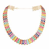 Fashion Iron Necklace, gold color plated, wave chain & for woman, multi-colored, nickel & cadmium free Approx 17.7 Inch 