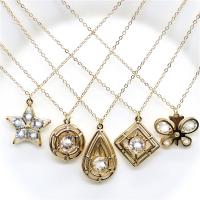 Rhinestone Zinc Alloy Necklace, with Iron, plated, oval chain & for woman & with rhinestone, nickel & cadmium free Approx 17.7 Inch 