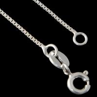 Collar de cadena de plata esterlina, plata de ley 925, cadena de caja, 1mm, longitud:aproximado 18 Inch, Vendido por Sarta