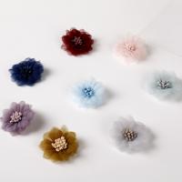 Gauze Hair Accessories DIY Findings, with Plastic, Flower, handmade 35*35mm 