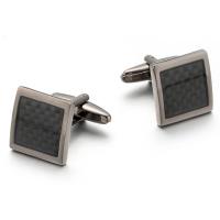 Brass Cufflinks, with Carbon Fibre,  Square, gun black plated, fashion jewelry & for man 