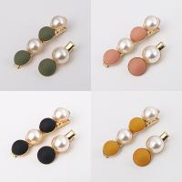 Alligator Hair Clip, Zinc Alloy, with Plastic Pearl, gold color plated, 2 pieces & fashion jewelry & for woman 36mm 