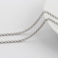 Мода нержавеющей стали ожерелье цепь, нержавеющая сталь, ювелирные изделия моды & Роло цепь, оригинальный цвет, длина:Приблизительно 17.7-21.6 дюймовый, продается Strand