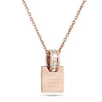 Stainless Steel Jewelry Necklace, with 1.96lnch extender chain, rose gold color plated, oval chain & for woman & with rhinestone Approx 19.6 Inch 