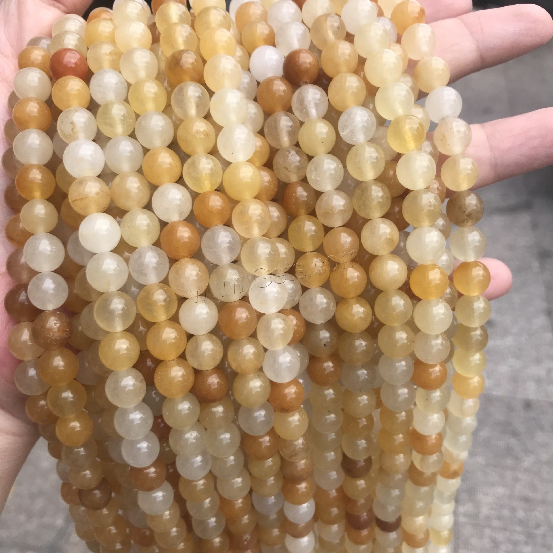 Jade Yellow Bead, Round, polished, different size for choice, Hole:Approx 1mm, Sold By Strand