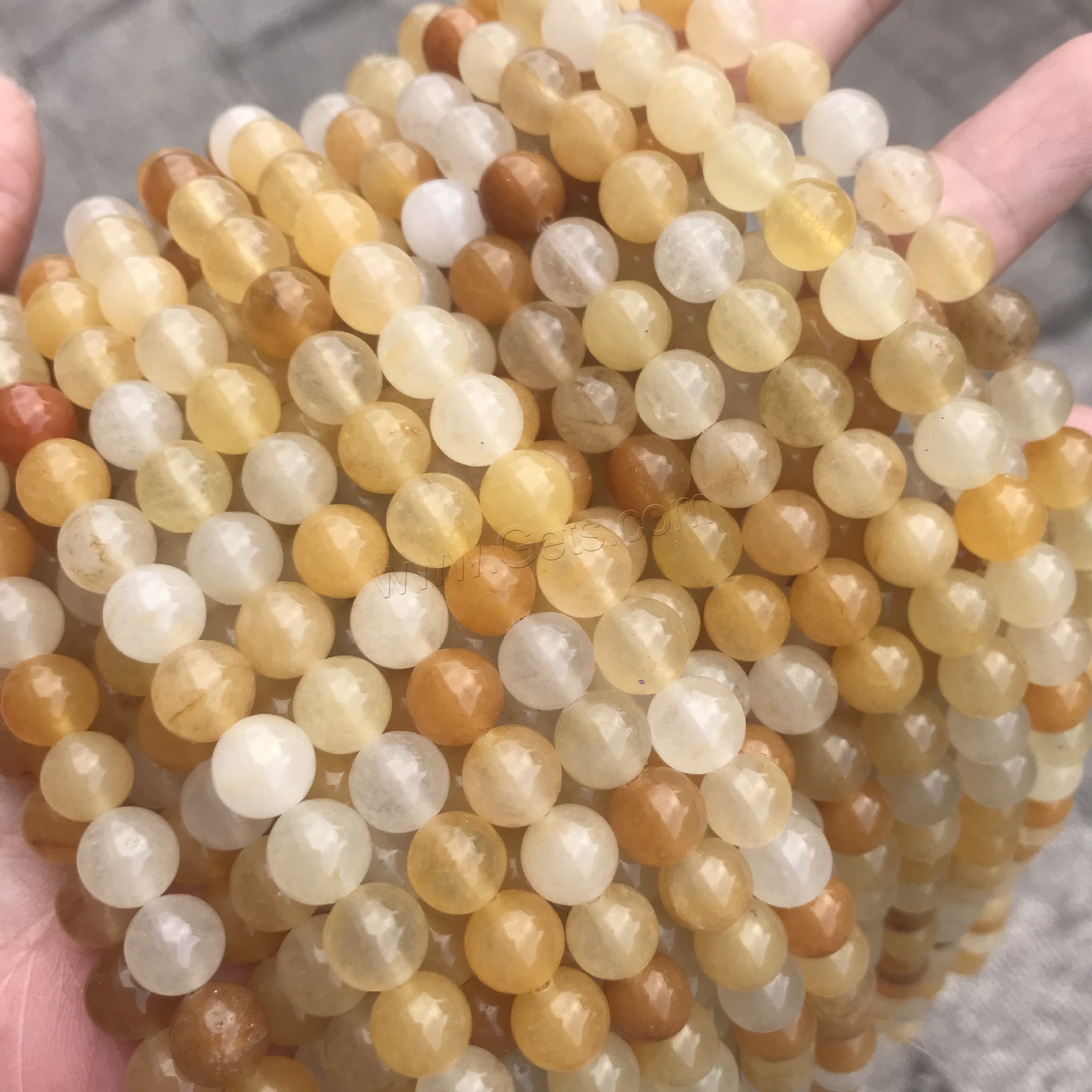 Jade Yellow Bead, Round, polished, different size for choice, Hole:Approx 1mm, Sold By Strand