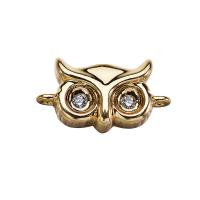 Cubic Zirconia Micro Pave Brass Pendant, Owl, real gold plated, for woman & 1/1 loop, 13mm Approx 2mm 