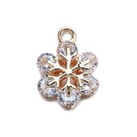 Cubic Zirconia Brass Pendants, Snowflake, real gold plated, hypo allergic & with cubic zirconia, 15mm Approx 2mm 