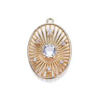 Cubic Zirconia Micro Pave Brass Pendant, real gold plated, micro pave cubic zirconia & hollow Approx 1mm 