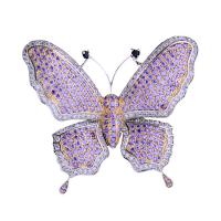 Brass Brooch, Butterfly, silver color plated, micro pave cubic zirconia & for woman 